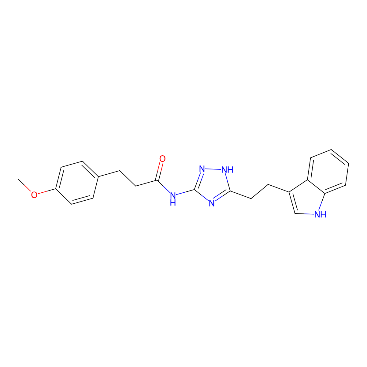 N-{3-[2-(1H-indol-3-yl)ethyl]-1H-1,2,4-triazol-5-yl}-3-(4-methoxyphenyl)propanamide molecular structure, CAS 1630831-97-8