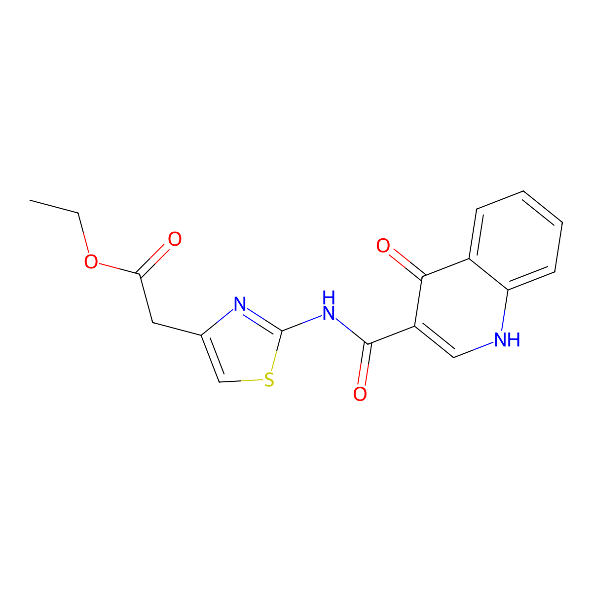 Ethyl (2-{[(4-hydroxyquinolin-3-yl)carbonyl]amino}-1,3-thiazol-4-yl)acetate molecular structure, CAS 1630832-04-0