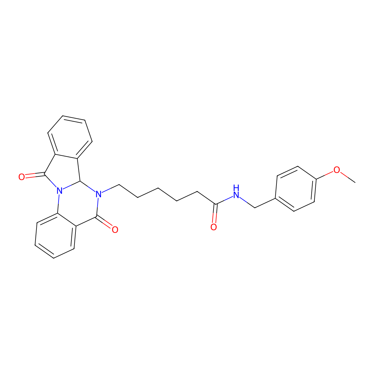 6-(5,11-dioxo-6a,11-dihydroisoindolo[2,1-a]quinazolin-6(5H)-yl)-N-(4-methoxybenzyl)hexanamide molecular structure, CAS 1630832-30-2