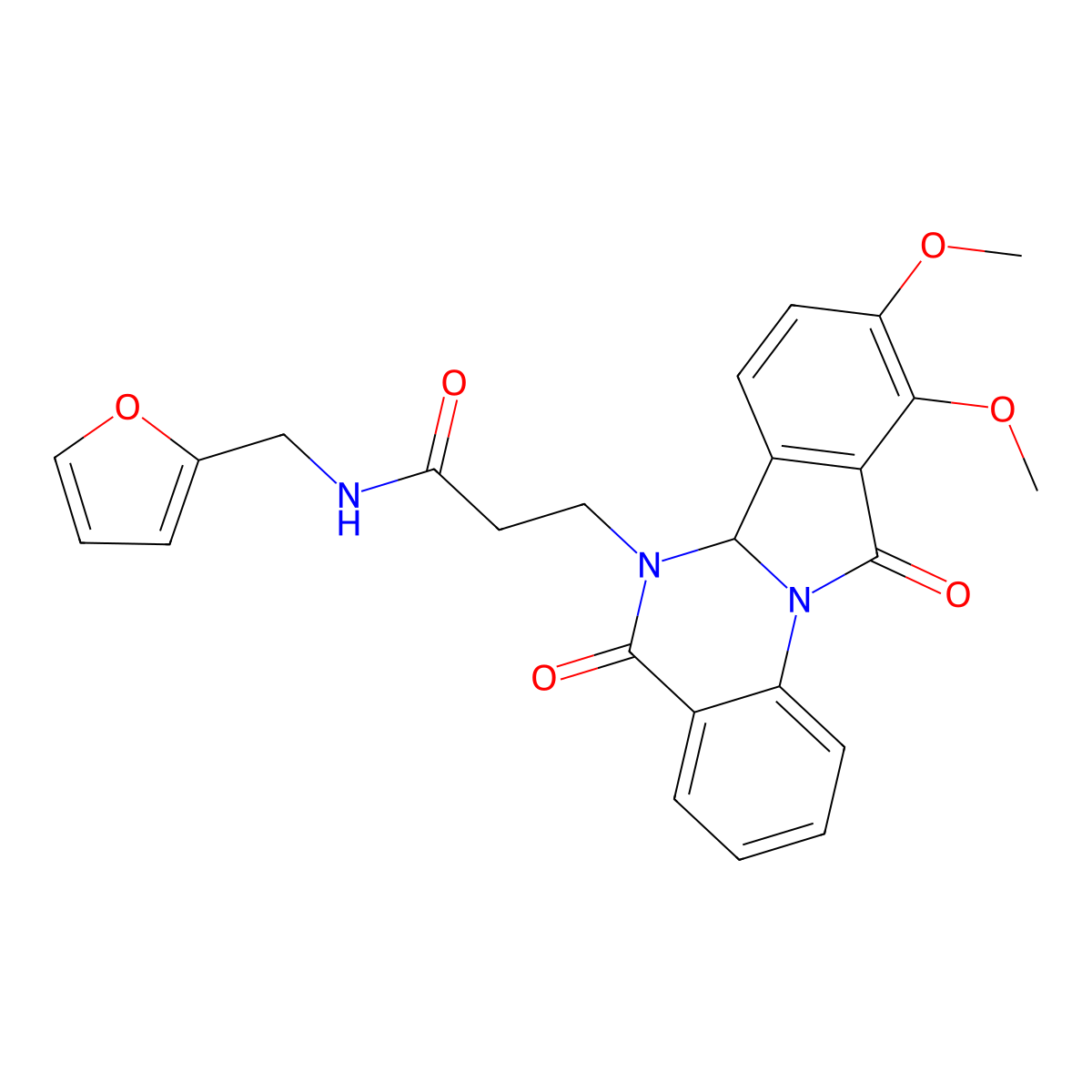 3-(9,10-dimethoxy-5,11-dioxo-6a,11-dihydroisoindolo[2,1-a]quinazolin-6(5H)-yl)-N-(furan-2-ylmethyl)propanamide molecular structure, CAS 1630832-41-5