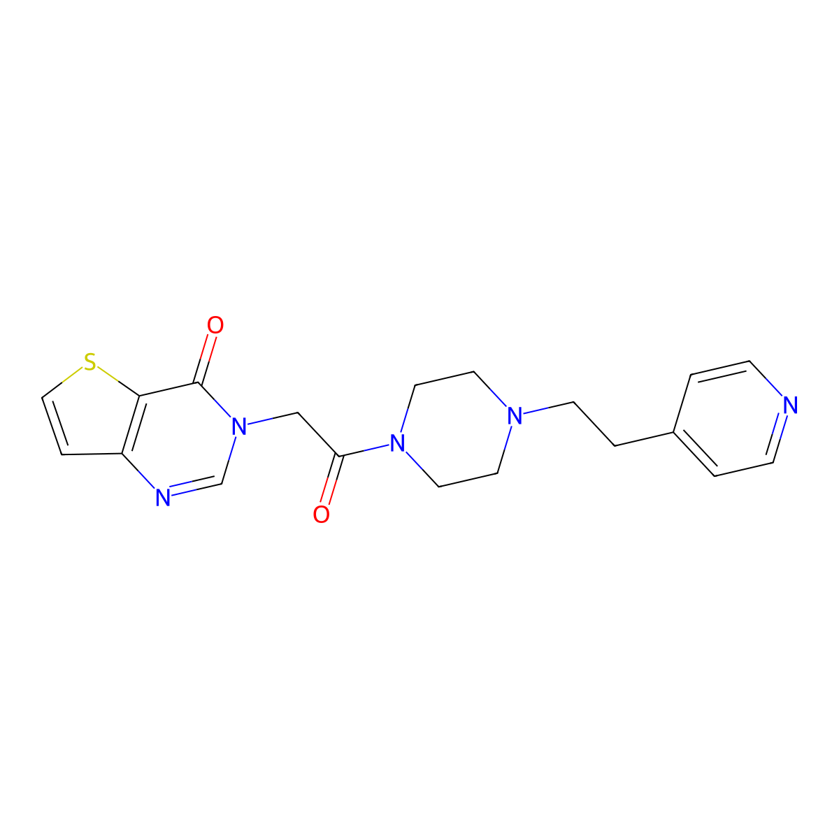3-(2-oxo-2-{4-[2-(pyridin-4-yl)ethyl]piperazin-1-yl}ethyl)thieno[3,2-d]pyrimidin-4(3H)-one molecular structure, CAS 1630832-49-3