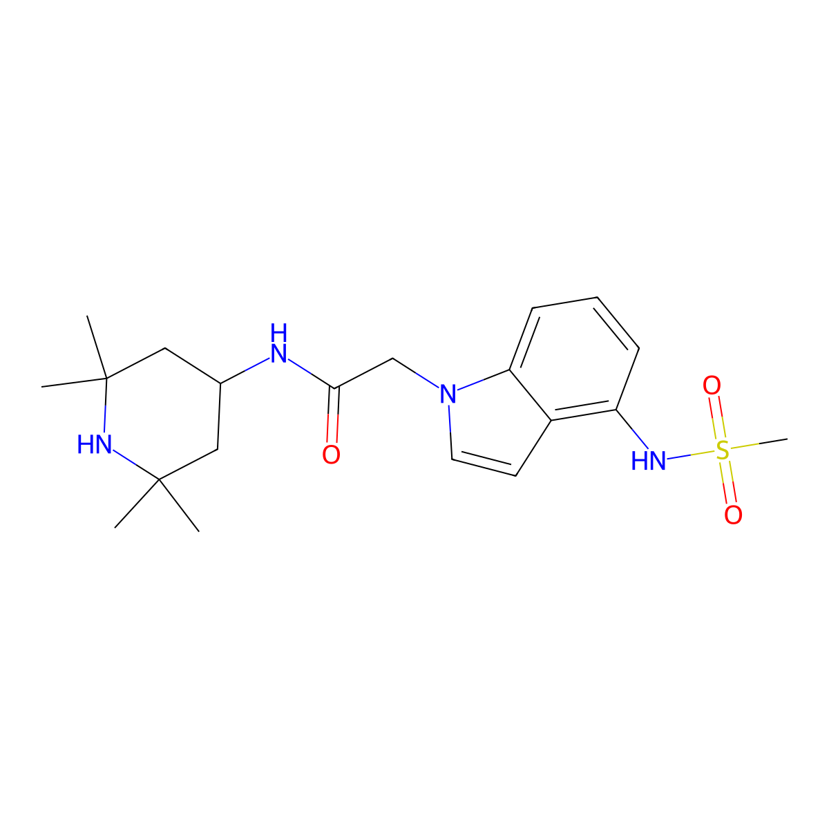 2-{4-[(methylsulfonyl)amino]-1H-indol-1-yl}-N-(2,2,6,6-tetramethylpiperidin-4-yl)acetamide molecular structure, CAS 1630832-57-3