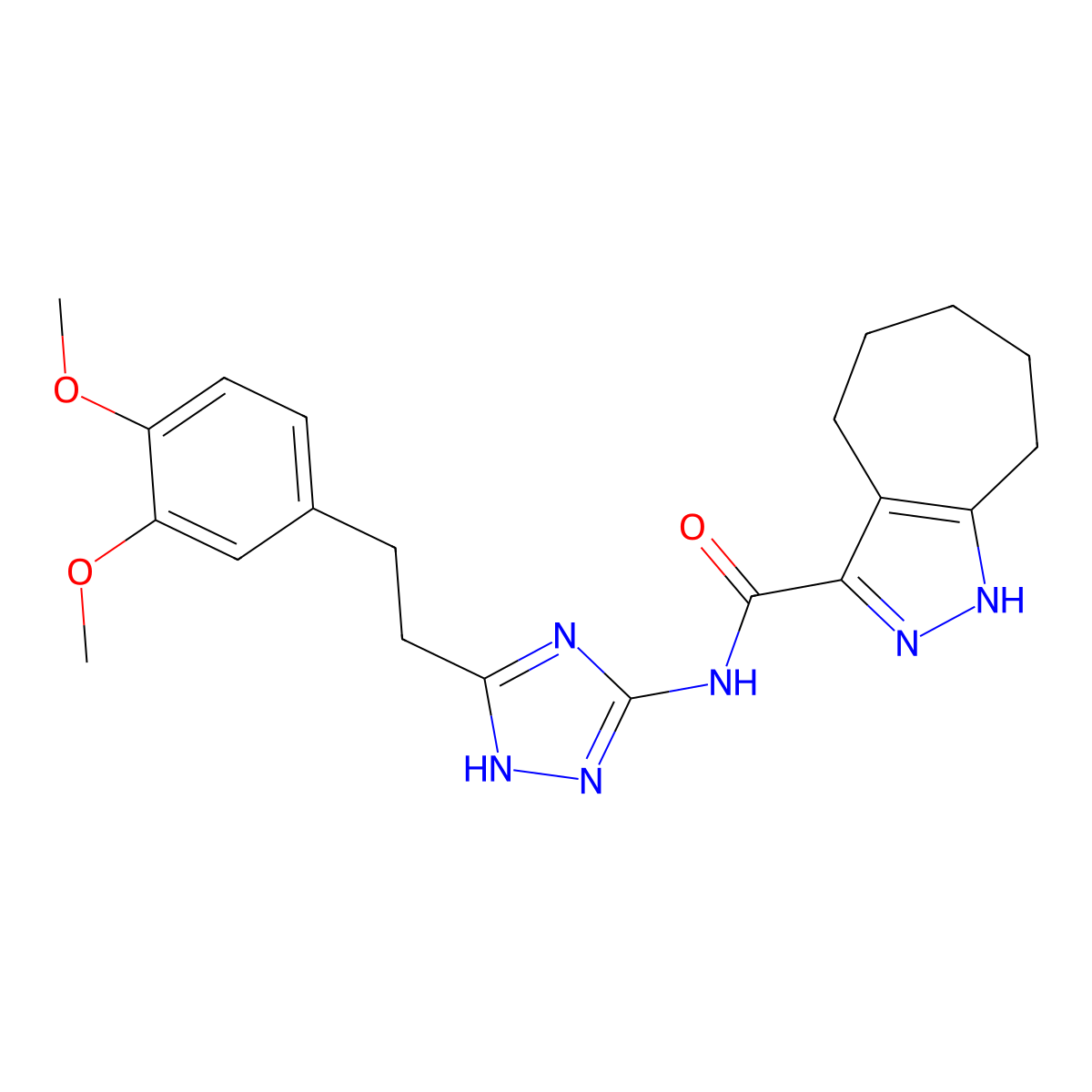 N-{5-[2-(3,4-dimethoxyphenyl)ethyl]-1H-1,2,4-triazol-3-yl}-2,4,5,6,7,8-hexahydrocyclohepta[c]pyrazole-3-carboxamide molecular structure, CAS 1630832-66-4