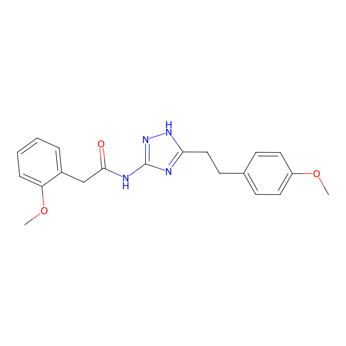 2-(2-methoxyphenyl)-N-{3-[2-(4-methoxyphenyl)ethyl]-1H-1,2,4-triazol-5-yl}acetamide molecular structure, CAS 1630832-69-7