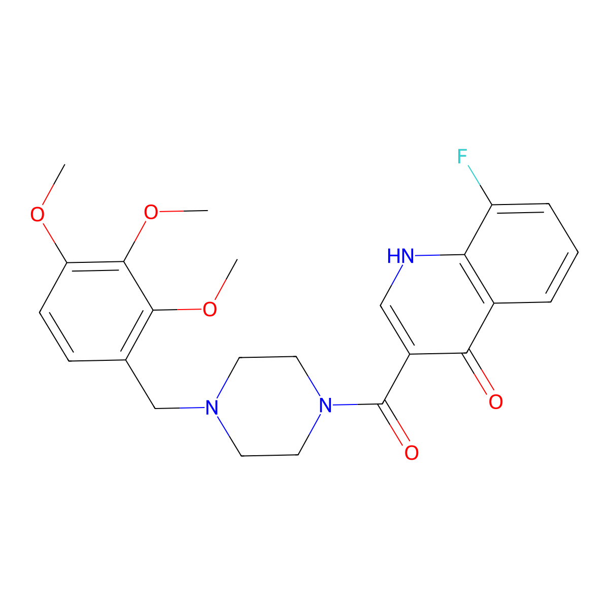 (8-Fluoro-4-hydroxyquinolin-3-yl)[4-(2,3,4-trimethoxybenzyl)piperazin-1-yl]methanone molecular structure, CAS 1630832-76-6