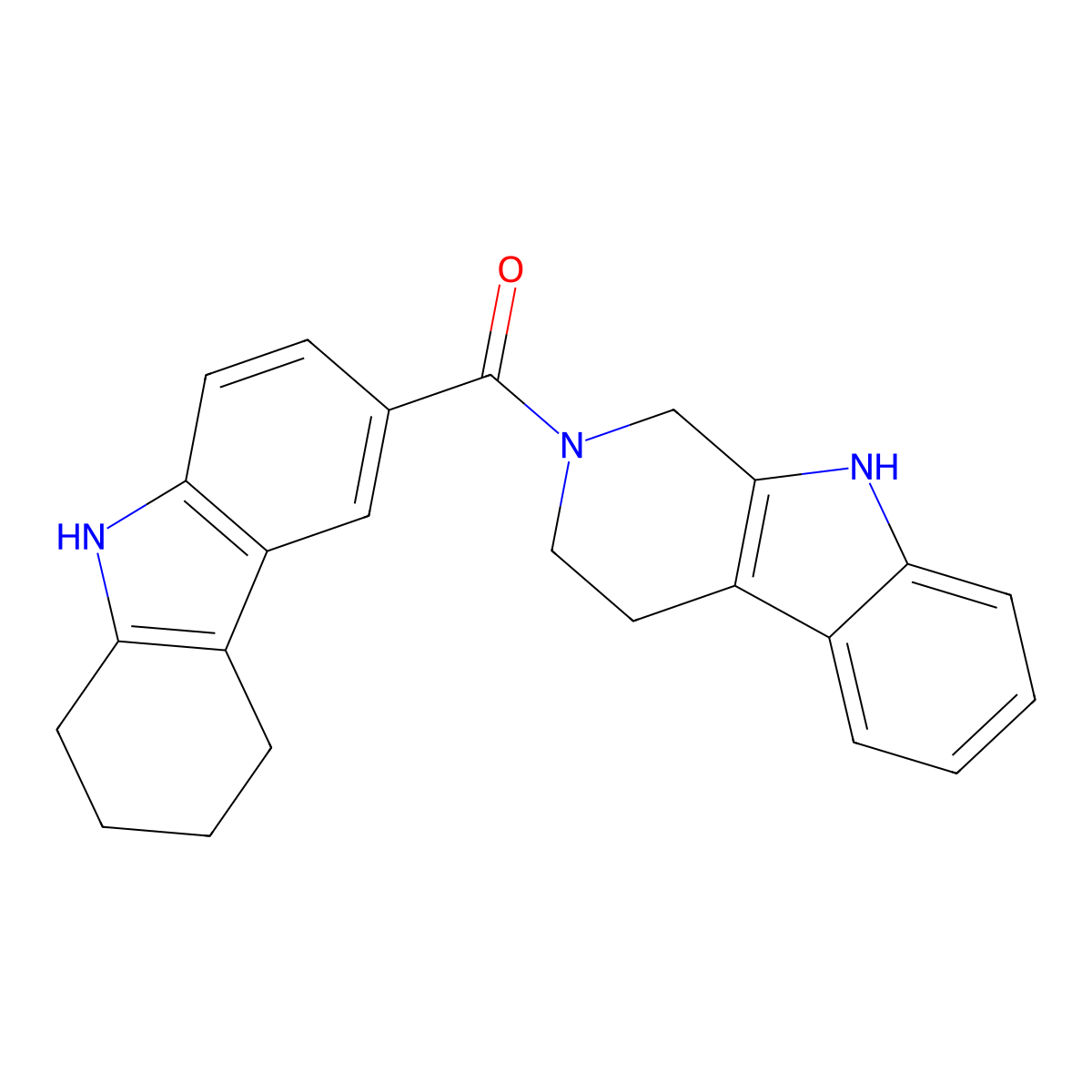 2,3,4,9-tetrahydro-1H-carbazol-6-yl(1,3,4,9-tetrahydro-2H-beta-carbolin-2-yl)methanone molecular structure, CAS 1630832-84-6