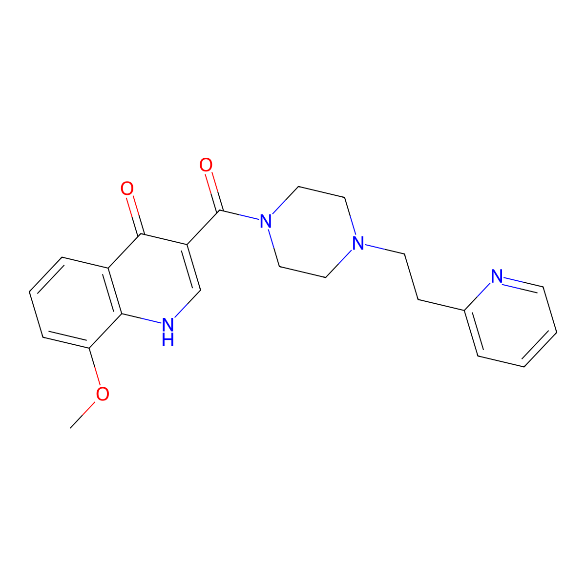 (4-Hydroxy-8-methoxyquinolin-3-yl){4-[2-(pyridin-2-yl)ethyl]piperazin-1-yl}methanone molecular structure, CAS 1630835-02-7