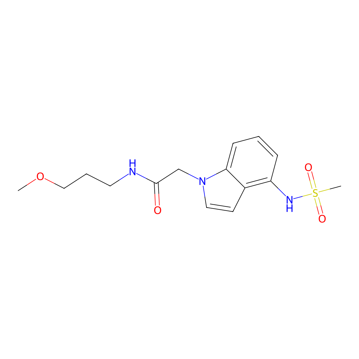 N-(3-methoxypropyl)-2-{4-[(methylsulfonyl)amino]-1H-indol-1-yl}acetamide molecular structure, CAS 1630835-11-8