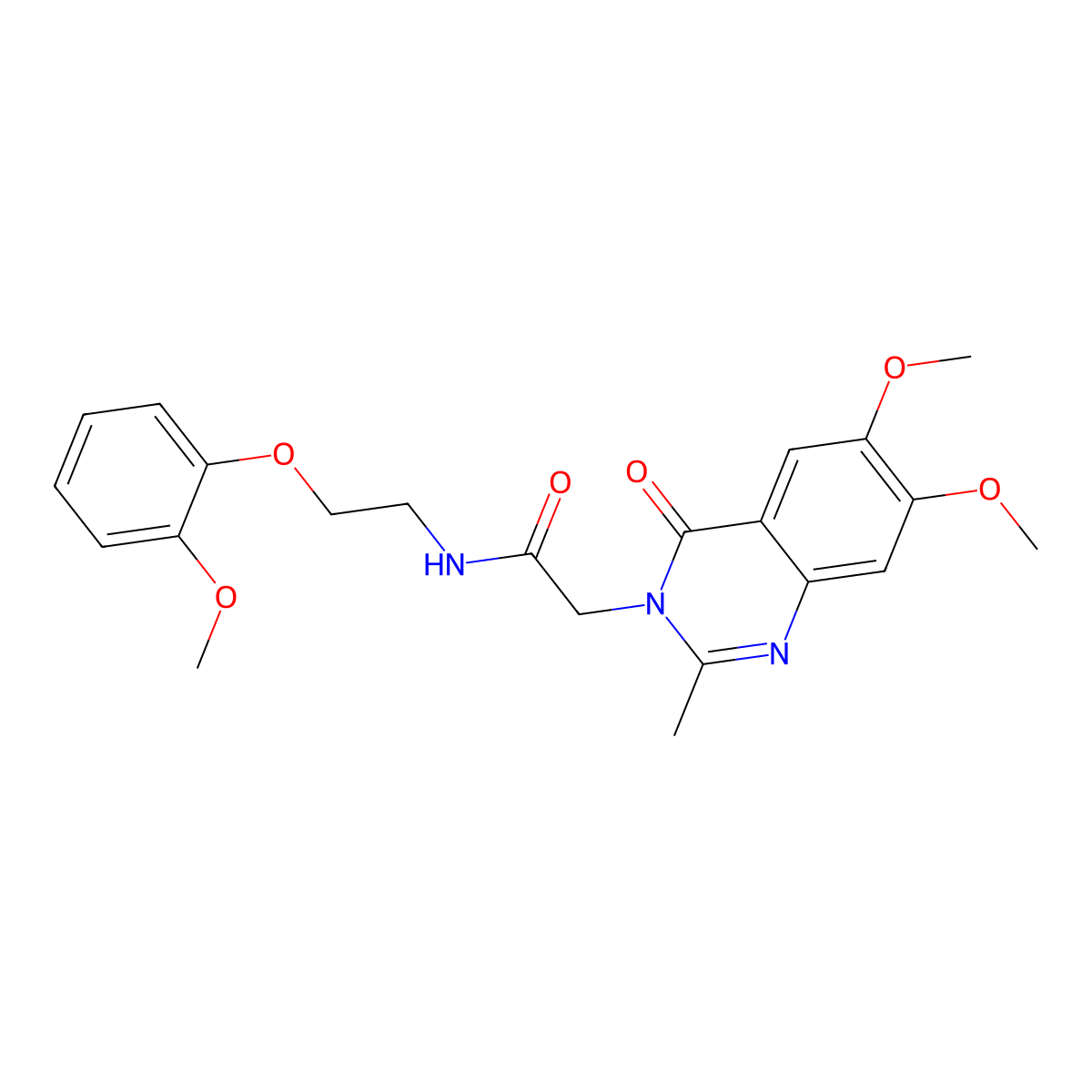 2-(6,7-dimethoxy-2-methyl-4-oxoquinazolin-3(4H)-yl)-N-[2-(2-methoxyphenoxy)ethyl]acetamide molecular structure, CAS 1630835-26-5
