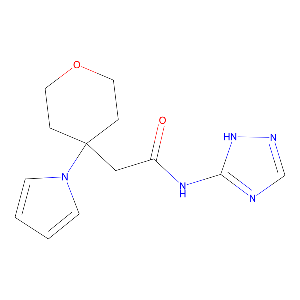 2-[4-(1H-pyrrol-1-yl)tetrahydro-2H-pyran-4-yl]-N-(1H-1,2,4-triazol-3-yl)acetamide molecular structure, CAS 1630835-47-0