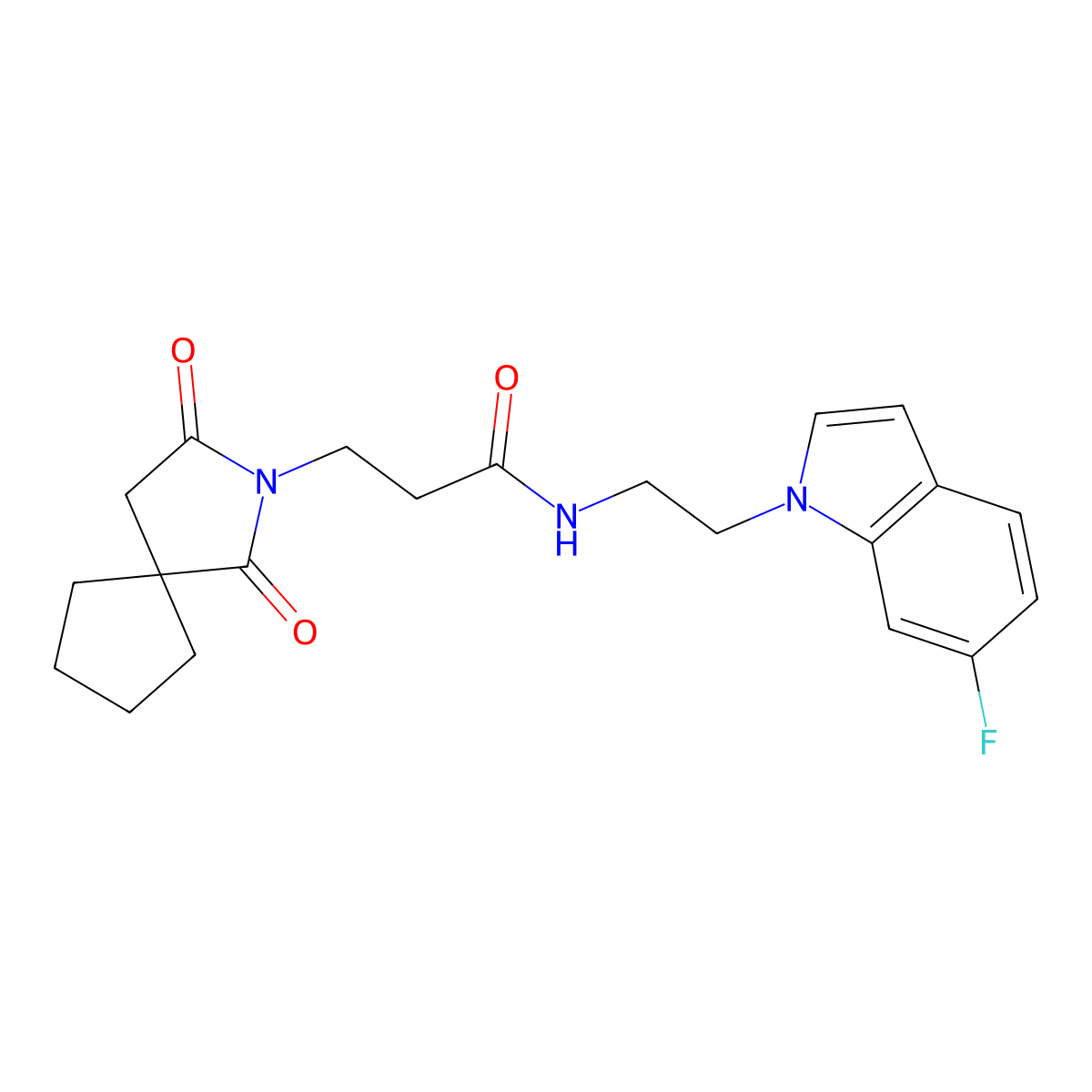 3-(1,3-dioxo-2-azaspiro[4.4]non-2-yl)-N-[2-(6-fluoro-1H-indol-1-yl)ethyl]propanamide molecular structure, CAS 1630835-51-6