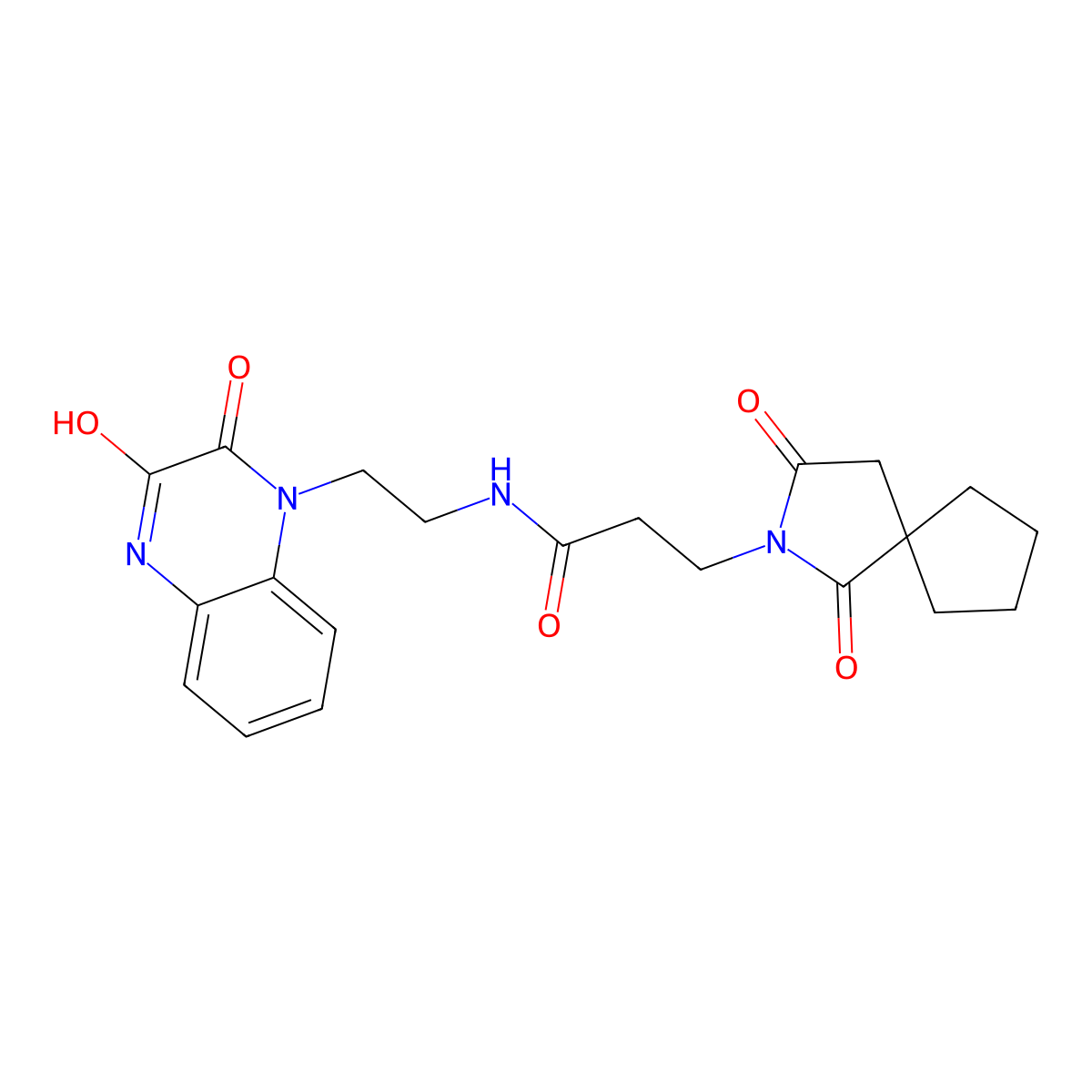 3-(1,3-dioxo-2-azaspiro[4.4]non-2-yl)-N-[2-(3-hydroxy-2-oxoquinoxalin-1(2H)-yl)ethyl]propanamide molecular structure, CAS 1630835-54-9