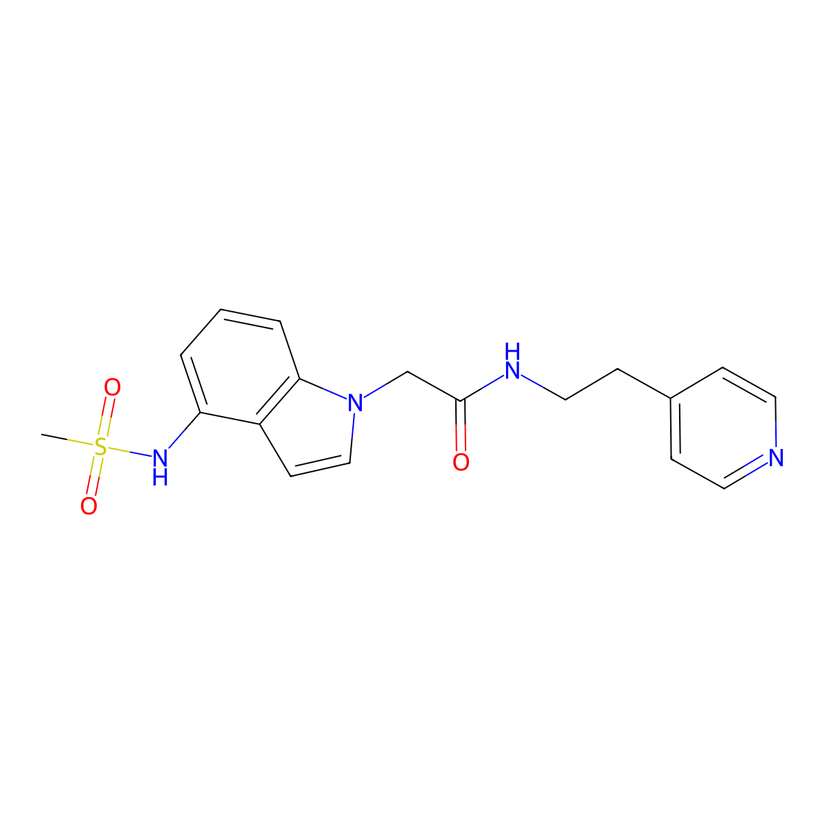 2-{4-[(methylsulfonyl)amino]-1H-indol-1-yl}-N-[2-(pyridin-4-yl)ethyl]acetamide molecular structure, CAS 1630835-55-0