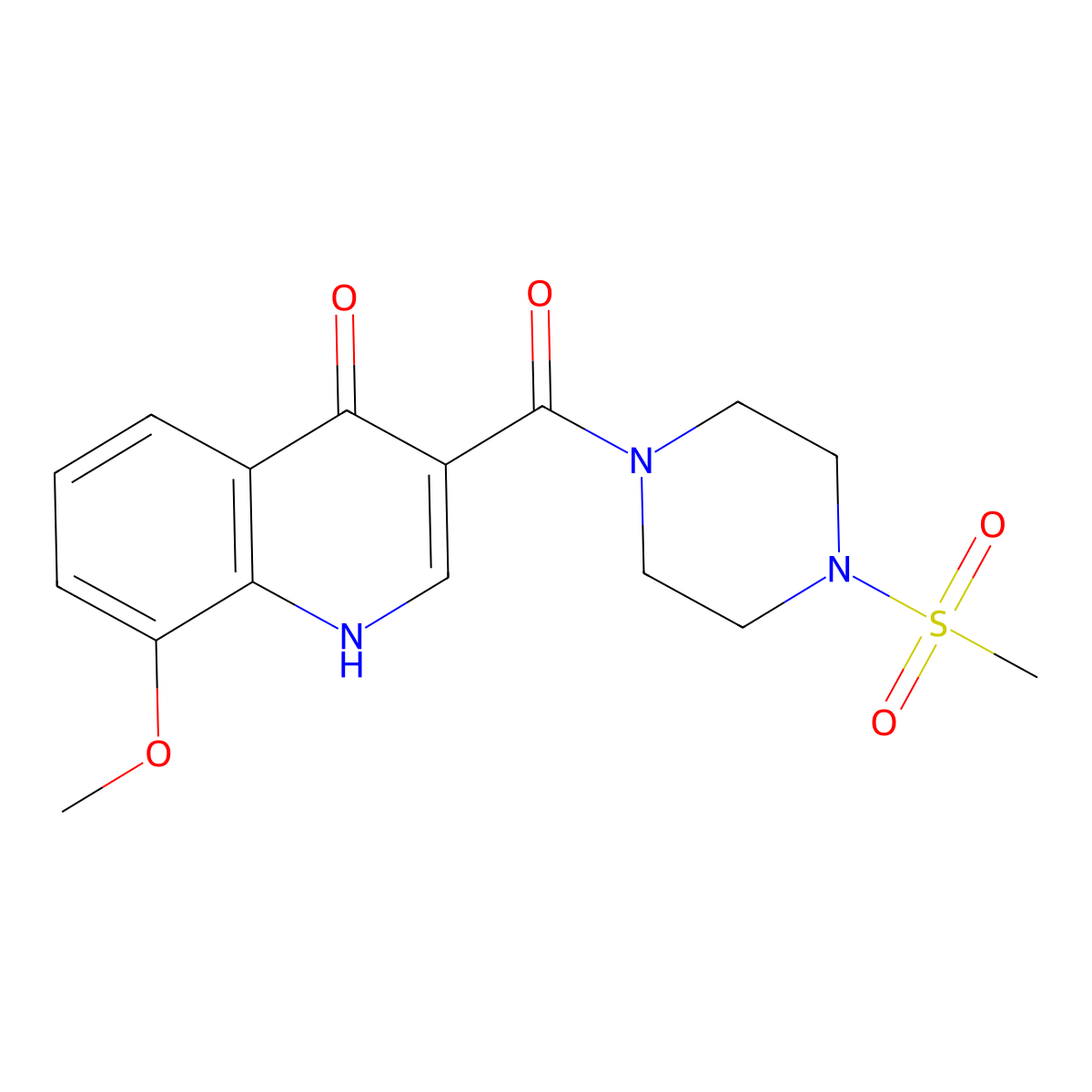 (4-Hydroxy-8-methoxyquinolin-3-yl)[4-(methylsulfonyl)piperazin-1-yl]methanone molecular structure, CAS 1630835-72-1