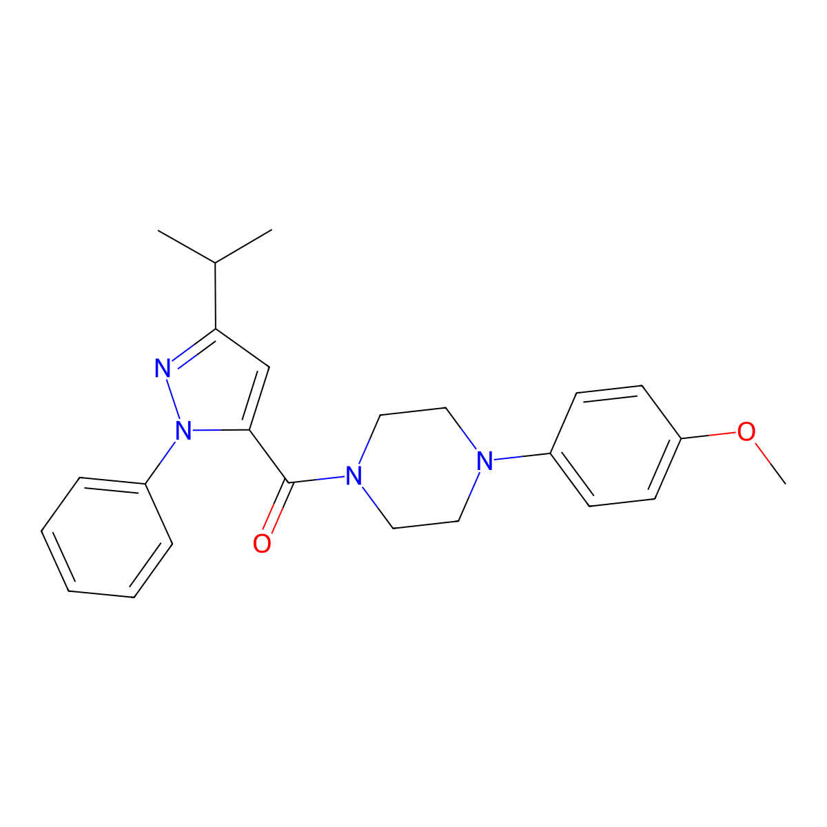 (3-isopropyl-1-phenyl-1H-pyrazol-5-yl)[4-(4-methoxyphenyl)piperazino]methanone molecular structure, CAS 1630835-83-4