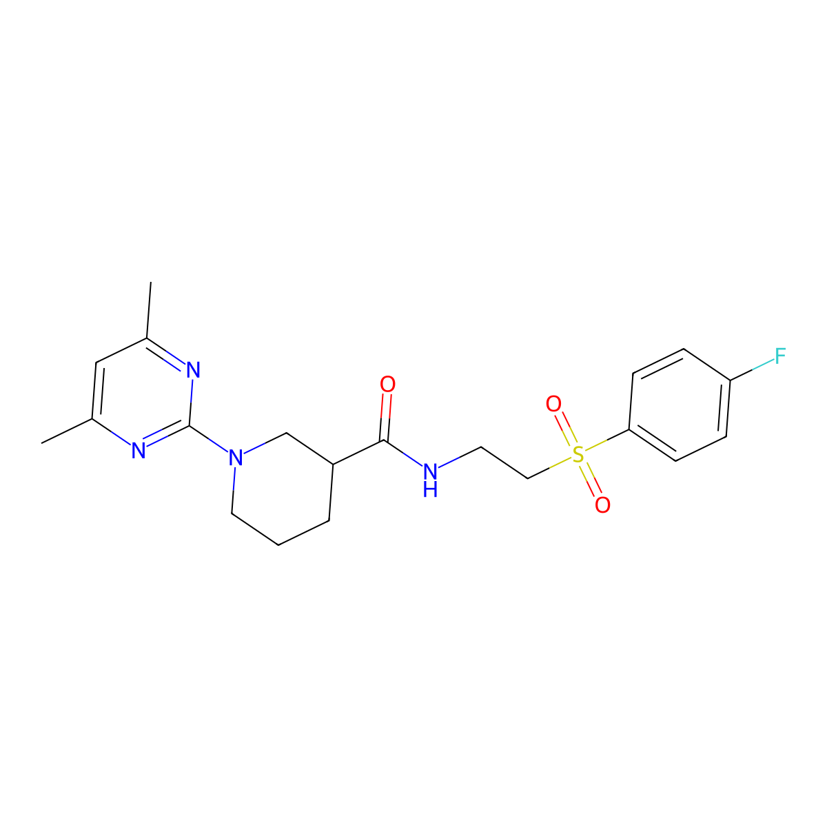 1-(4,6-dimethylpyrimidin-2-yl)-N-{2-[(4-fluorophenyl)sulfonyl]ethyl}piperidine-3-carboxamide molecular structure, CAS 1630835-90-3