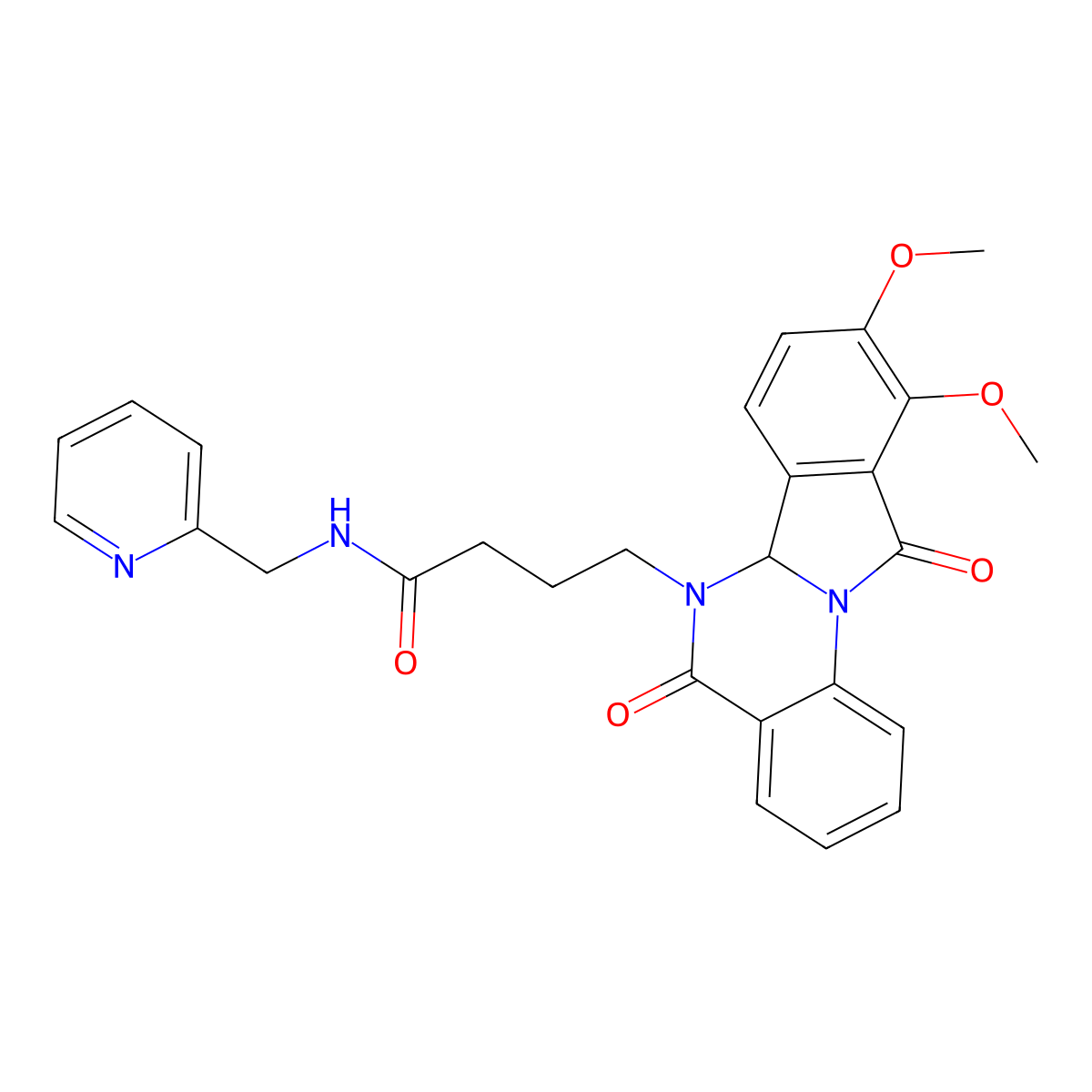 4-(9,10-dimethoxy-5,11-dioxo-6a,11-dihydroisoindolo[2,1-a]quinazolin-6(5H)-yl)-N-(pyridin-2-ylmethyl)butanamide molecular structure, CAS 1630835-93-6