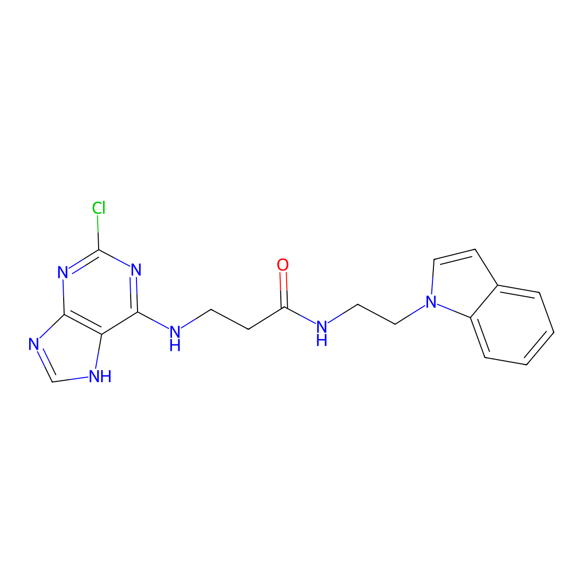 N~3~-(2-chloro-9H-purin-6-yl)-N-[2-(1H-indol-1-yl)ethyl]-beta-alaninamide molecular structure, CAS 1630836-22-4