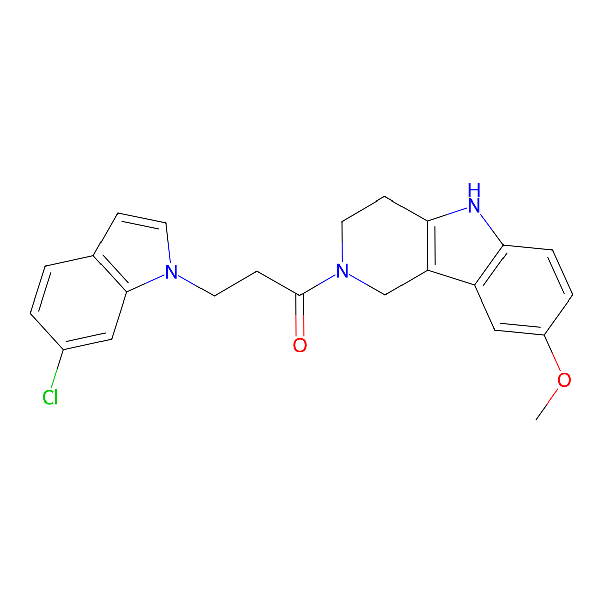 3-(6-chloro-1H-indol-1-yl)-1-(8-methoxy-1,3,4,5-tetrahydro-2H-pyrido[4,3-b]indol-2-yl)-1-propanone molecular structure, CAS 1630836-24-6