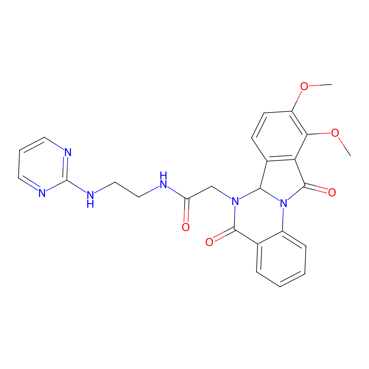 2-(9,10-dimethoxy-5,11-dioxo-6a,11-dihydroisoindolo[2,1-a]quinazolin-6(5H)-yl)-N-[2-(pyrimidin-2-ylamino)ethyl]acetamide molecular structure, CAS 1630836-41-7