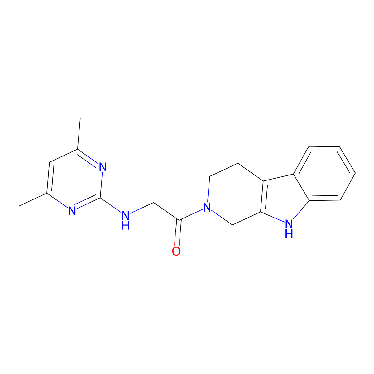 2-[(4,6-dimethylpyrimidin-2-yl)amino]-1-(1,3,4,9-tetrahydro-2H-beta-carbolin-2-yl)ethanone molecular structure, CAS 1630836-67-7