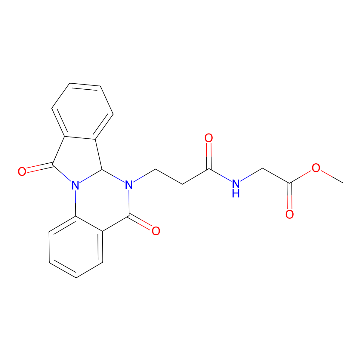 methyl N-[3-(5,11-dioxo-6a,11-dihydroisoindolo[2,1-a]quinazolin-6(5H)-yl)propanoyl]glycinate molecular structure, CAS 1630836-72-4