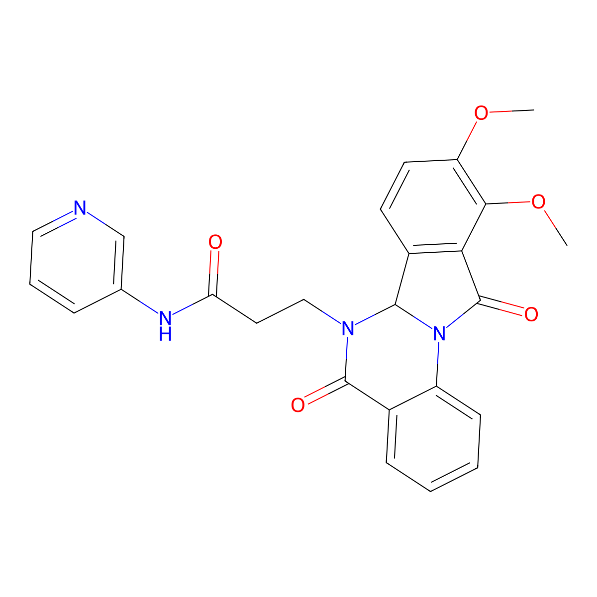 3-(9,10-dimethoxy-5,11-dioxo-6a,11-dihydroisoindolo[2,1-a]quinazolin-6(5H)-yl)-N-(pyridin-3-yl)propanamide molecular structure, CAS 1630837-05-6