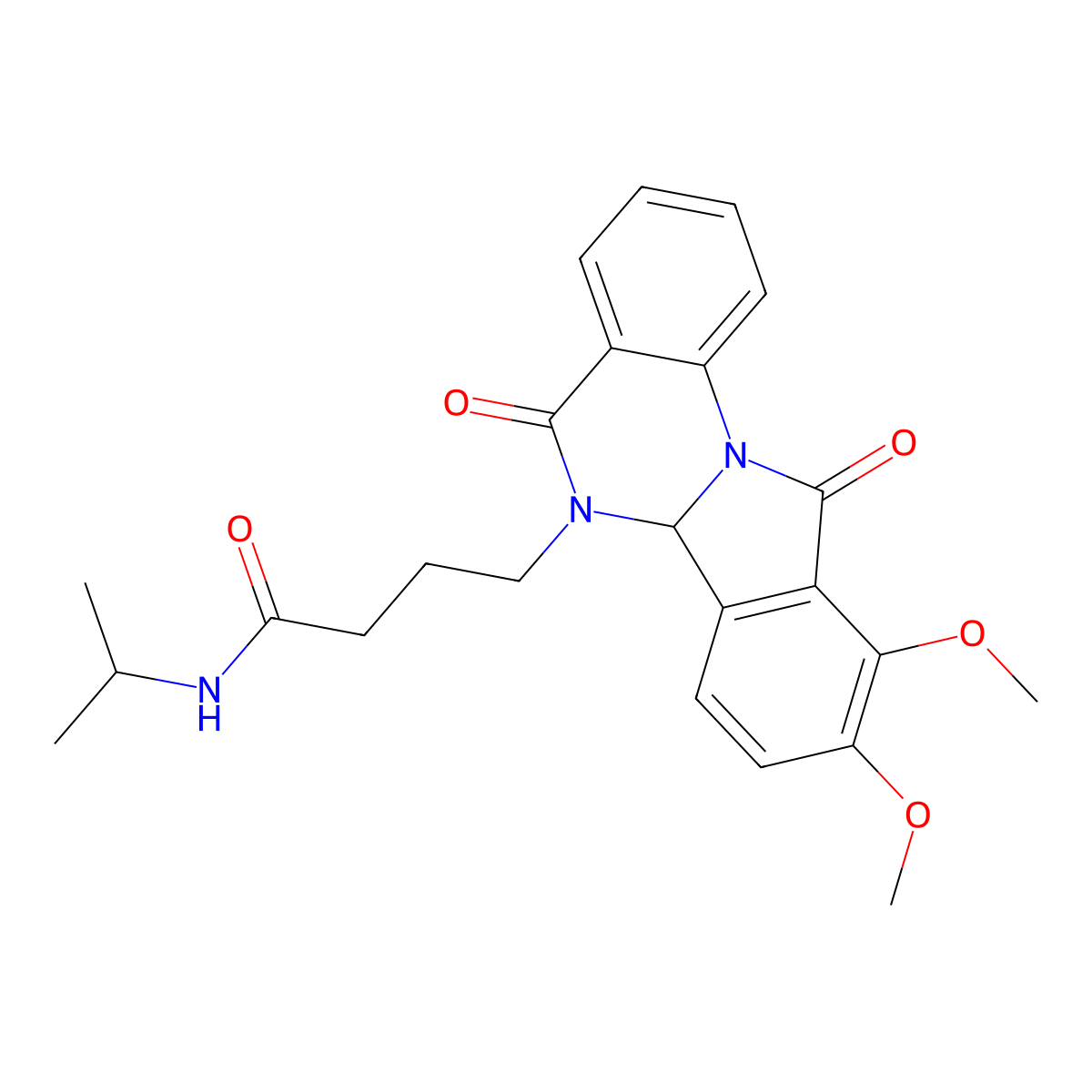 4-(9,10-dimethoxy-5,11-dioxo-6a,11-dihydroisoindolo[2,1-a]quinazolin-6(5H)-yl)-N-(propan-2-yl)butanamide molecular structure, CAS 1630837-11-4