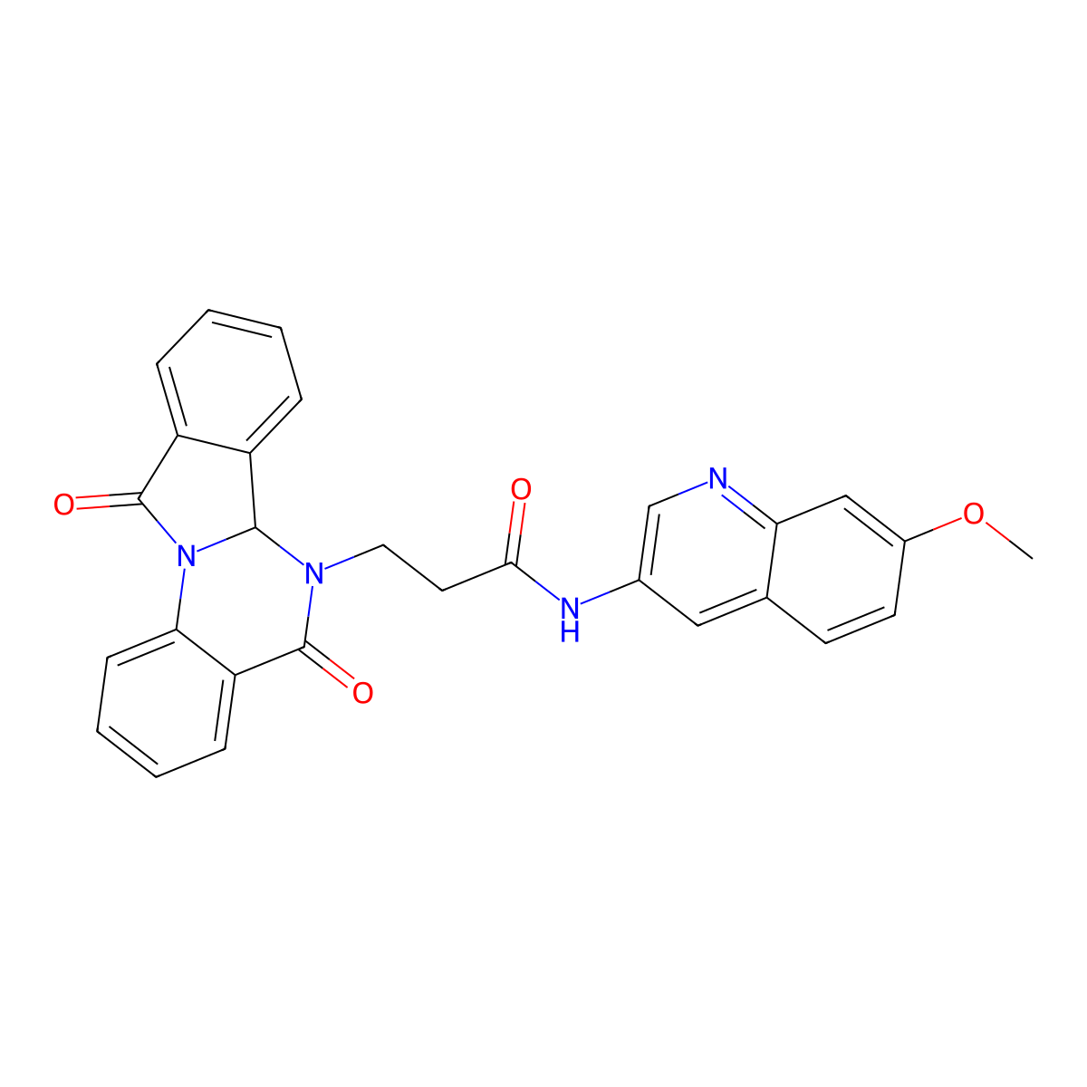 3-(5,11-dioxo-6a,11-dihydroisoindolo[2,1-a]quinazolin-6(5H)-yl)-N-(7-methoxyquinolin-3-yl)propanamide molecular structure, CAS 1630840-07-1
