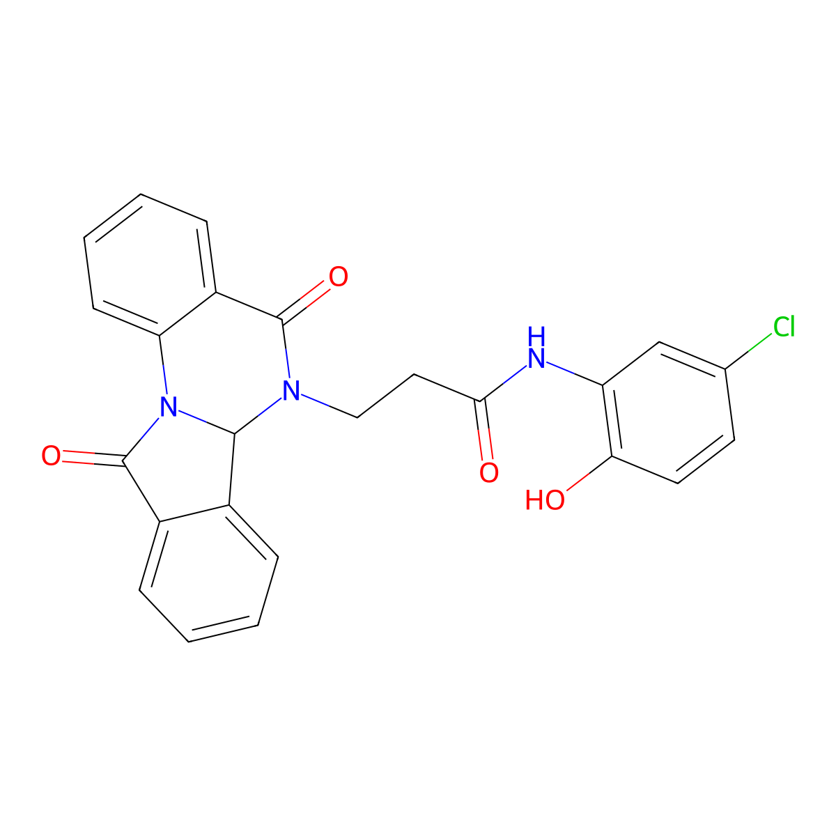 N-(5-chloro-2-hydroxyphenyl)-3-(5,11-dioxo-6a,11-dihydroisoindolo[2,1-a]quinazolin-6(5H)-yl)propanamide molecular structure, CAS 1630840-13-9