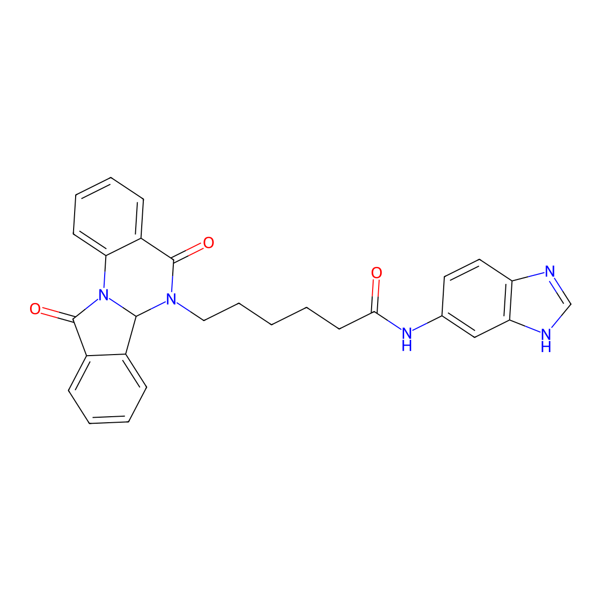 N-(1H-benzimidazol-5-yl)-6-(5,11-dioxo-6a,11-dihydroisoindolo[2,1-a]quinazolin-6(5H)-yl)hexanamide molecular structure, CAS 1630840-90-2