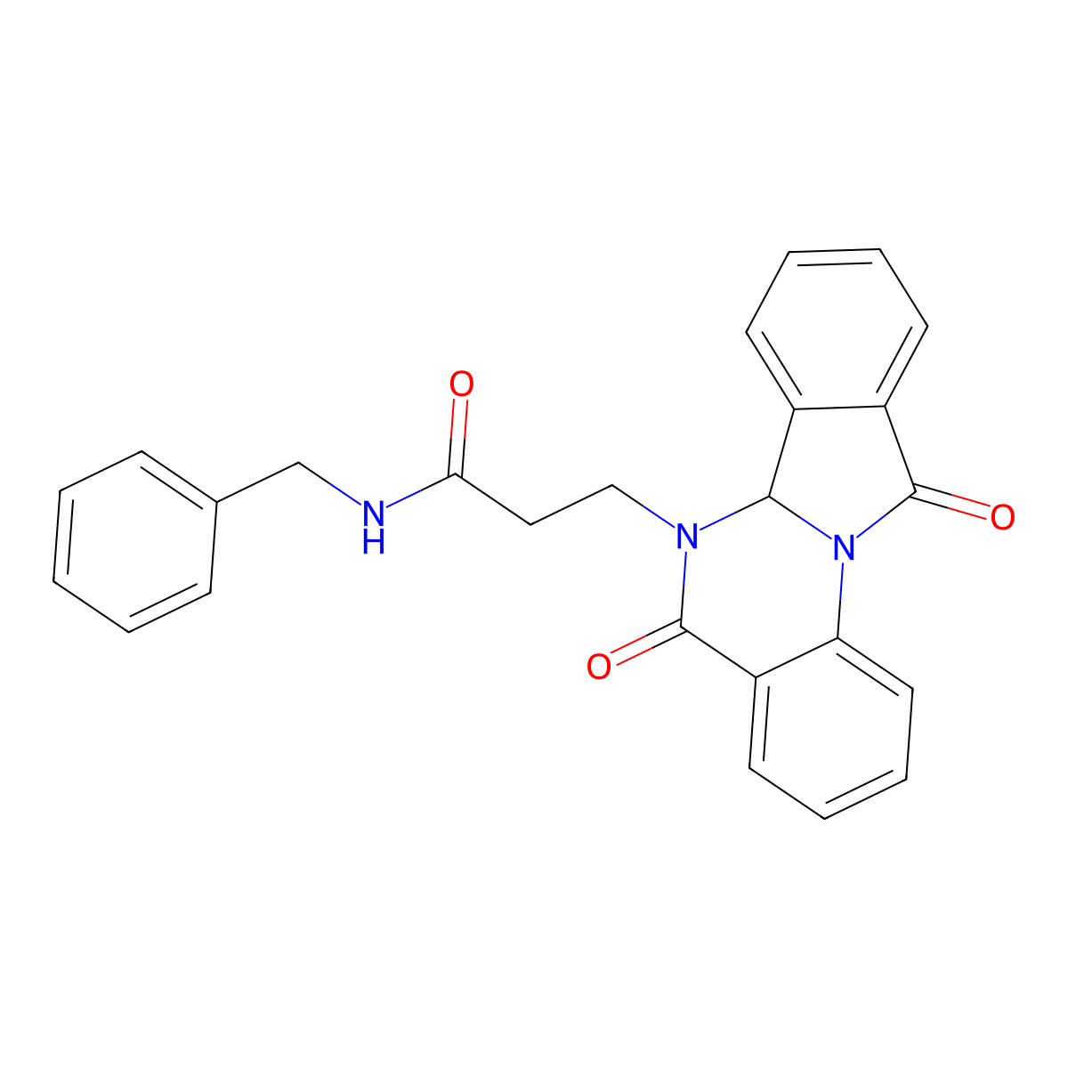 N-benzyl-3-(5,11-dioxo-6a,11-dihydroisoindolo[2,1-a]quinazolin-6(5H)-yl)propanamide molecular structure, CAS 1630840-93-5