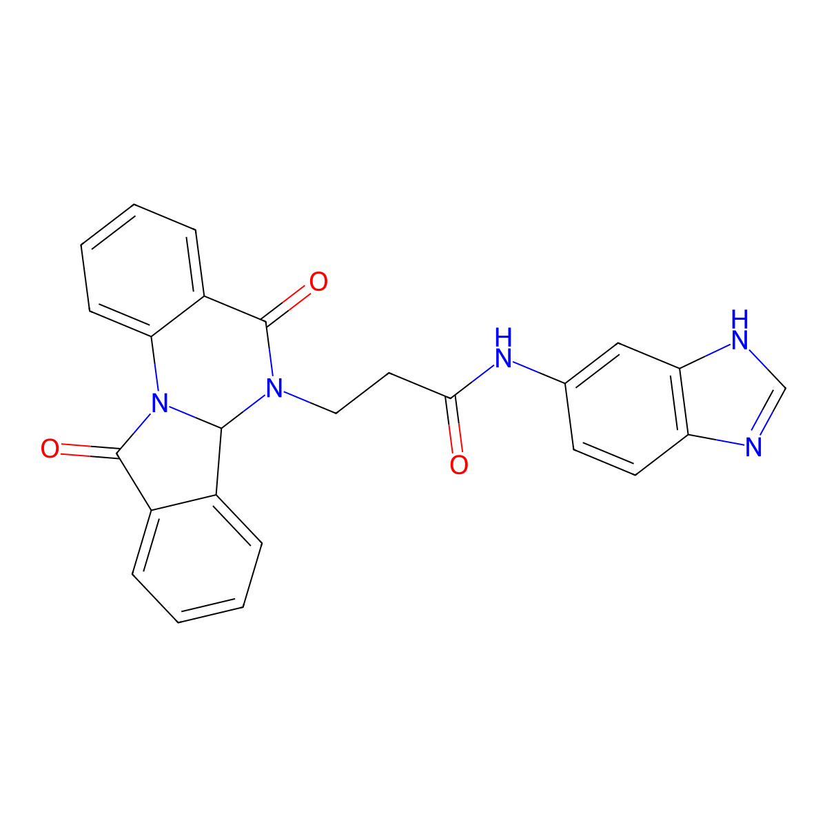 N-(1H-benzimidazol-5-yl)-3-(5,11-dioxo-6a,11-dihydroisoindolo[2,1-a]quinazolin-6(5H)-yl)propanamide molecular structure, CAS 1630841-39-2