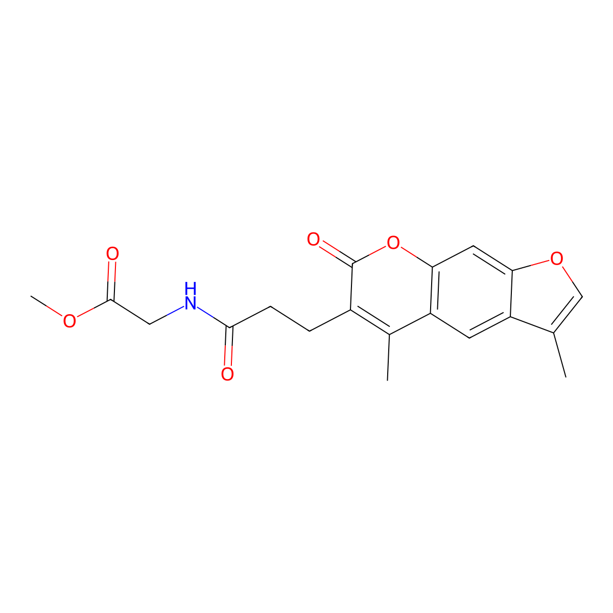 methyl N-[3-(3,5-dimethyl-7-oxo-7H-furo[3,2-g]chromen-6-yl)propanoyl]glycinate molecular structure, CAS 1630841-76-7