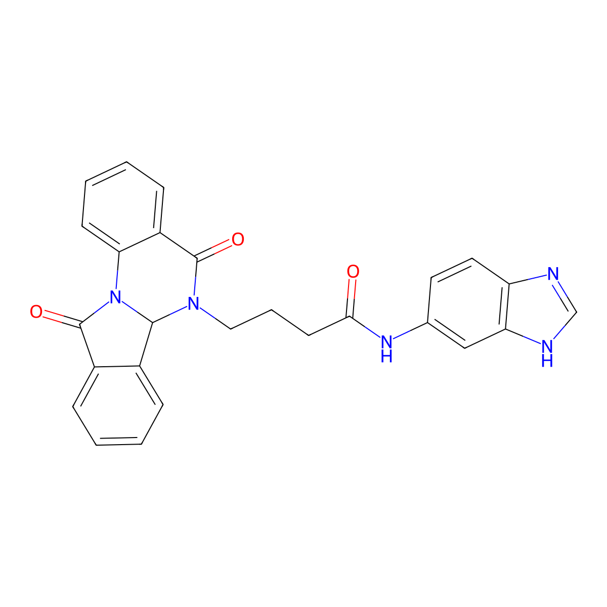 N-(1H-benzimidazol-5-yl)-4-(5,11-dioxo-6a,11-dihydroisoindolo[2,1-a]quinazolin-6(5H)-yl)butanamide molecular structure, CAS 1630842-57-7