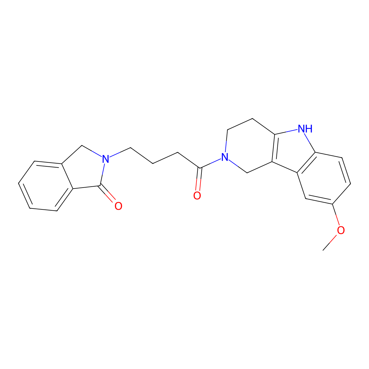 2-[4-(8-methoxy-1,3,4,5-tetrahydro-2H-pyrido[4,3-b]indol-2-yl)-4-oxobutyl]-1-isoindolinone molecular structure, CAS 1630846-79-5