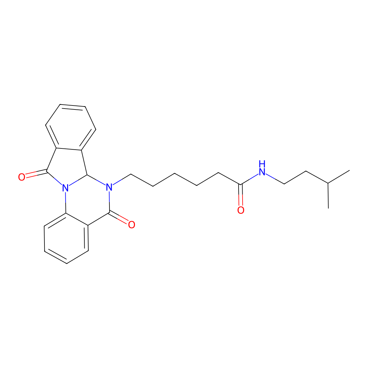 6-(5,11-dioxo-6a,11-dihydroisoindolo[2,1-a]quinazolin-6(5H)-yl)-N-(3-methylbutyl)hexanamide molecular structure, CAS 1630846-95-5