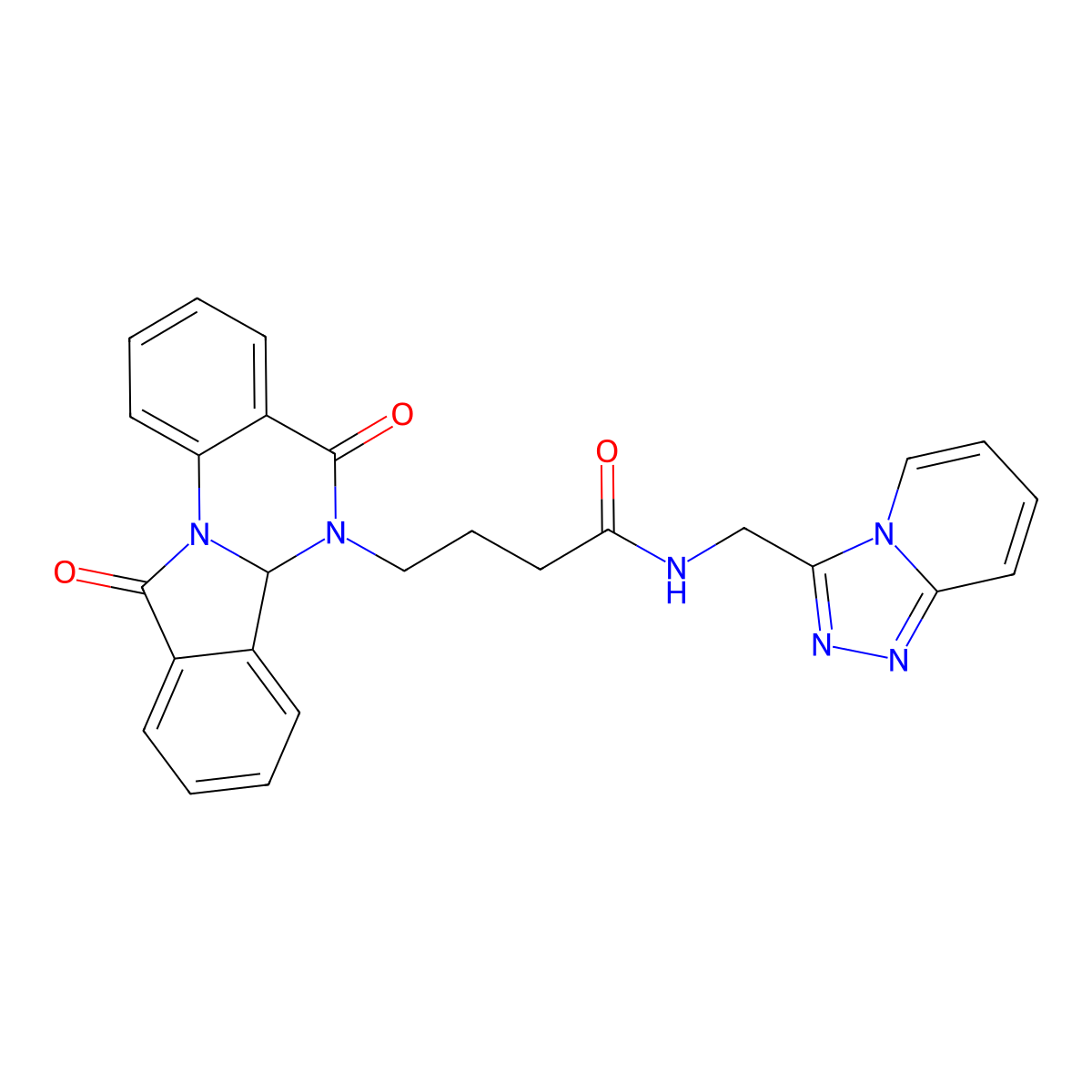 4-(5,11-dioxo-6a,11-dihydroisoindolo[2,1-a]quinazolin-6(5H)-yl)-N-([1,2,4]triazolo[4,3-a]pyridin-3-ylmethyl)butanamide molecular structure, CAS 1630847-21-0