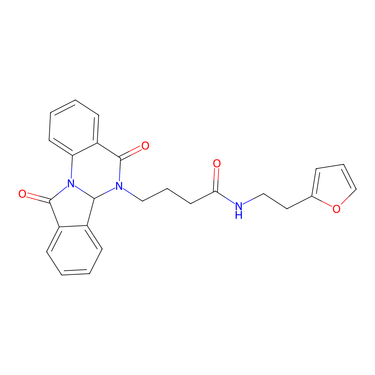 4-(5,11-dioxo-6a,11-dihydroisoindolo[2,1-a]quinazolin-6(5H)-yl)-N-[2-(furan-2-yl)ethyl]butanamide molecular structure, CAS 1630847-22-1