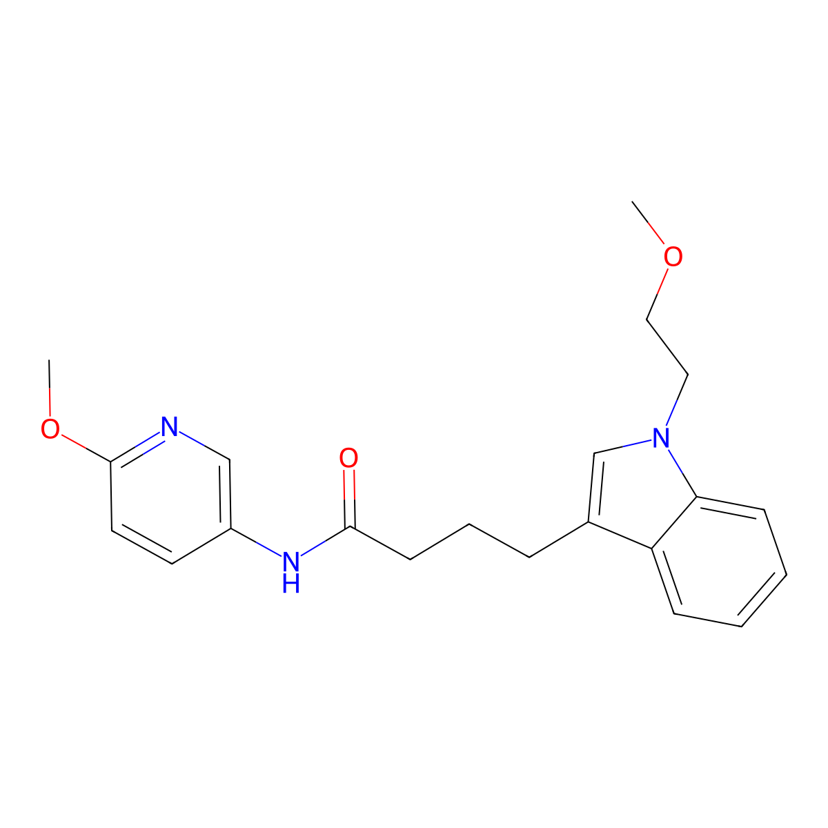 4-[1-(2-methoxyethyl)-1H-indol-3-yl]-N-(6-methoxypyridin-3-yl)butanamide molecular structure, CAS 1630847-35-6