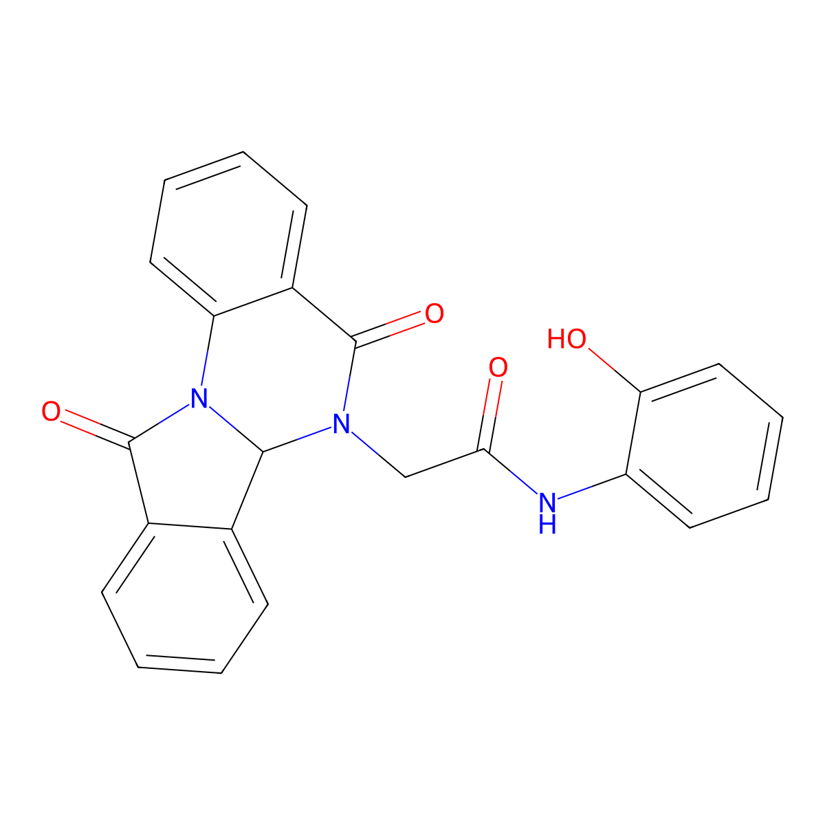 2-(5,11-dioxo-6a,11-dihydroisoindolo[2,1-a]quinazolin-6(5H)-yl)-N-(2-hydroxyphenyl)acetamide molecular structure, CAS 1630847-72-1