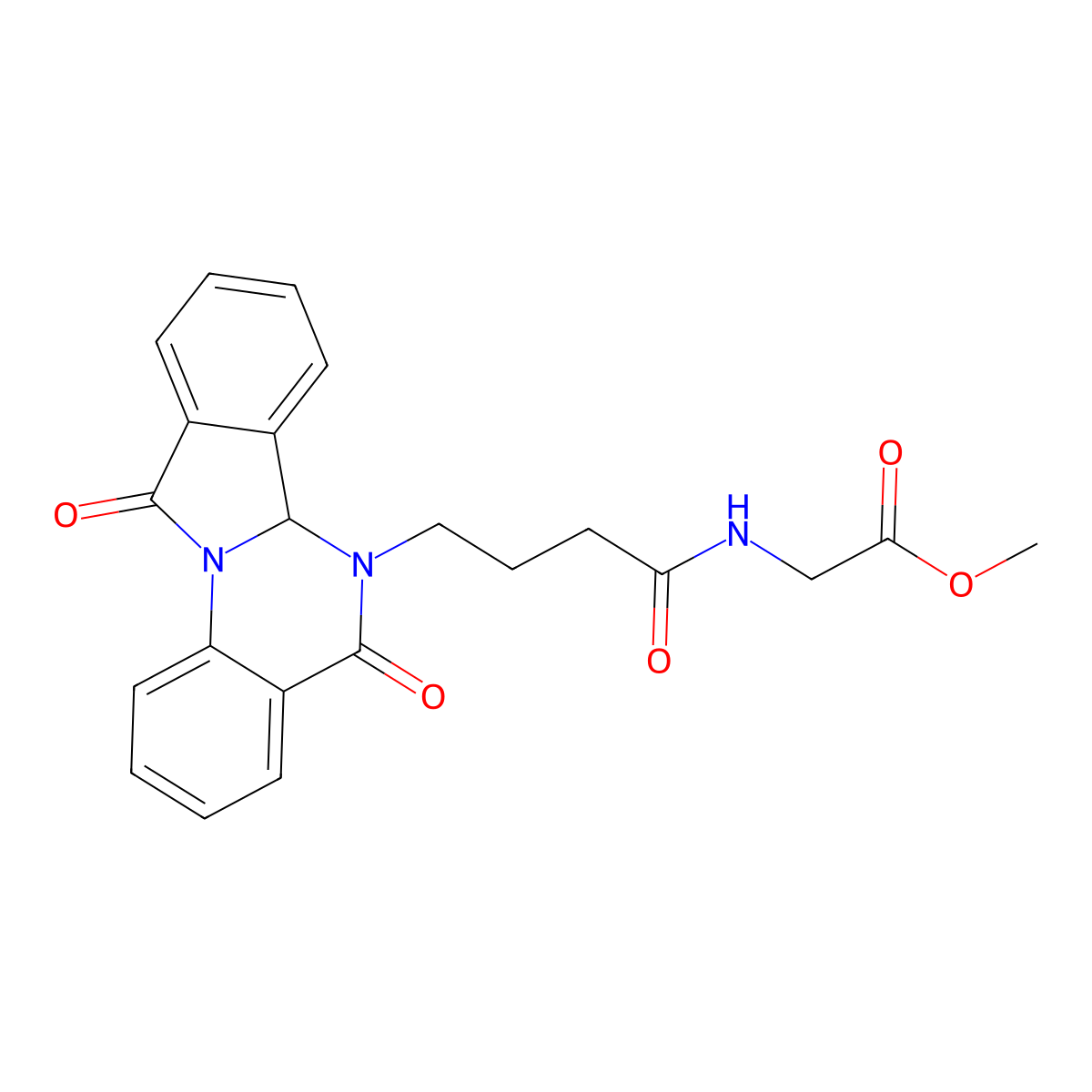 methyl N-[4-(5,11-dioxo-6a,11-dihydroisoindolo[2,1-a]quinazolin-6(5H)-yl)butanoyl]glycinate molecular structure, CAS 1630847-73-2