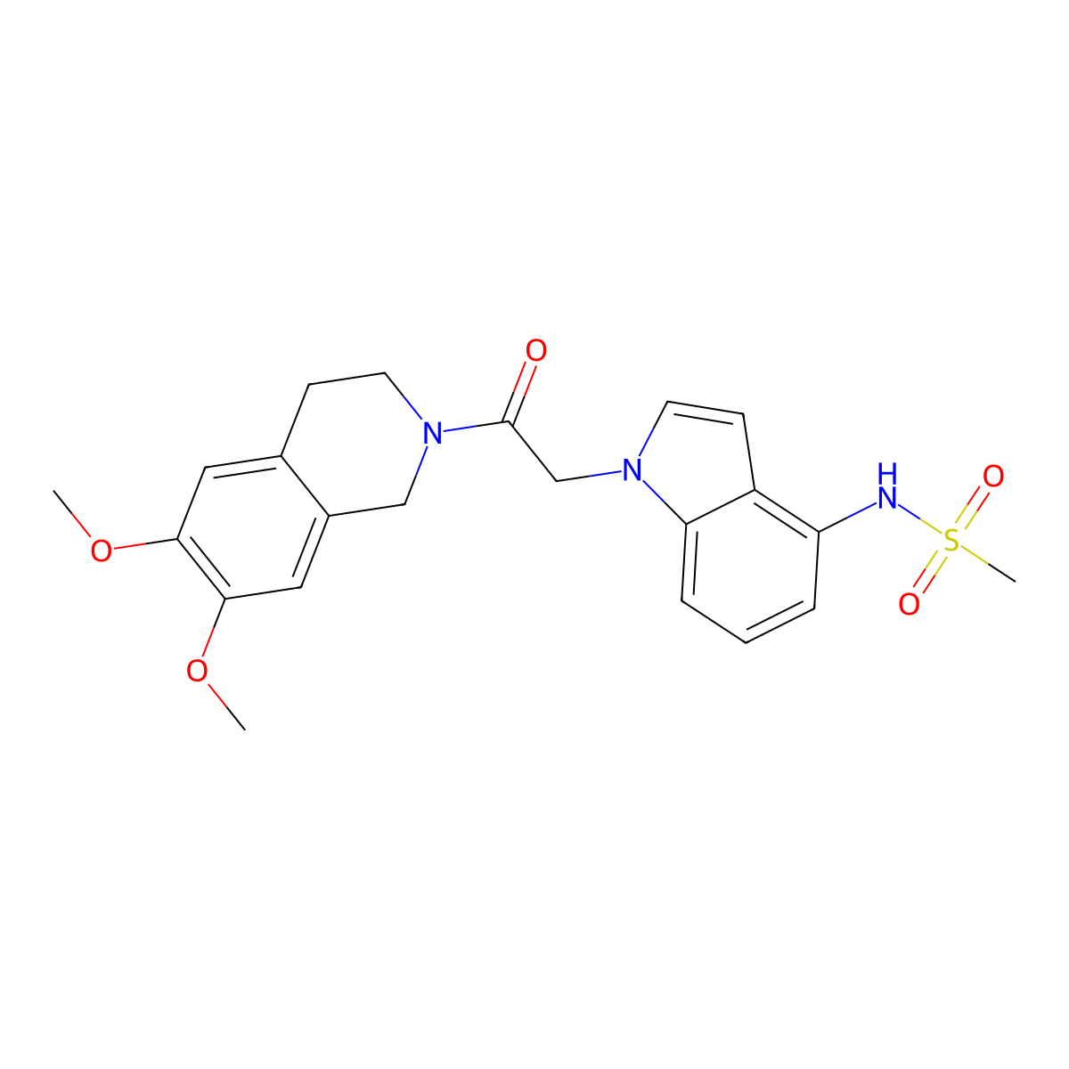 N-{1-[2-(6,7-dimethoxy-3,4-dihydroisoquinolin-2(1H)-yl)-2-oxoethyl]-1H-indol-4-yl}methanesulfonamide molecular structure, CAS 1630847-88-9