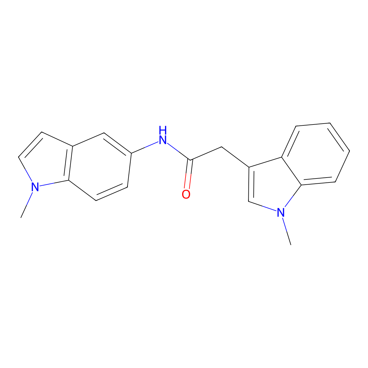2-(1-methyl-1H-indol-3-yl)-N-(1-methyl-1H-indol-5-yl)acetamide molecular structure, CAS 1630847-90-3