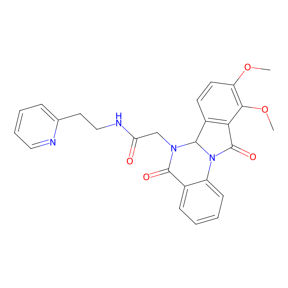 2-(9,10-dimethoxy-5,11-dioxo-6a,11-dihydroisoindolo[2,1-a]quinazolin-6(5H)-yl)-N-[2-(pyridin-2-yl)ethyl]acetamide molecular structure, CAS 1630848-13-3