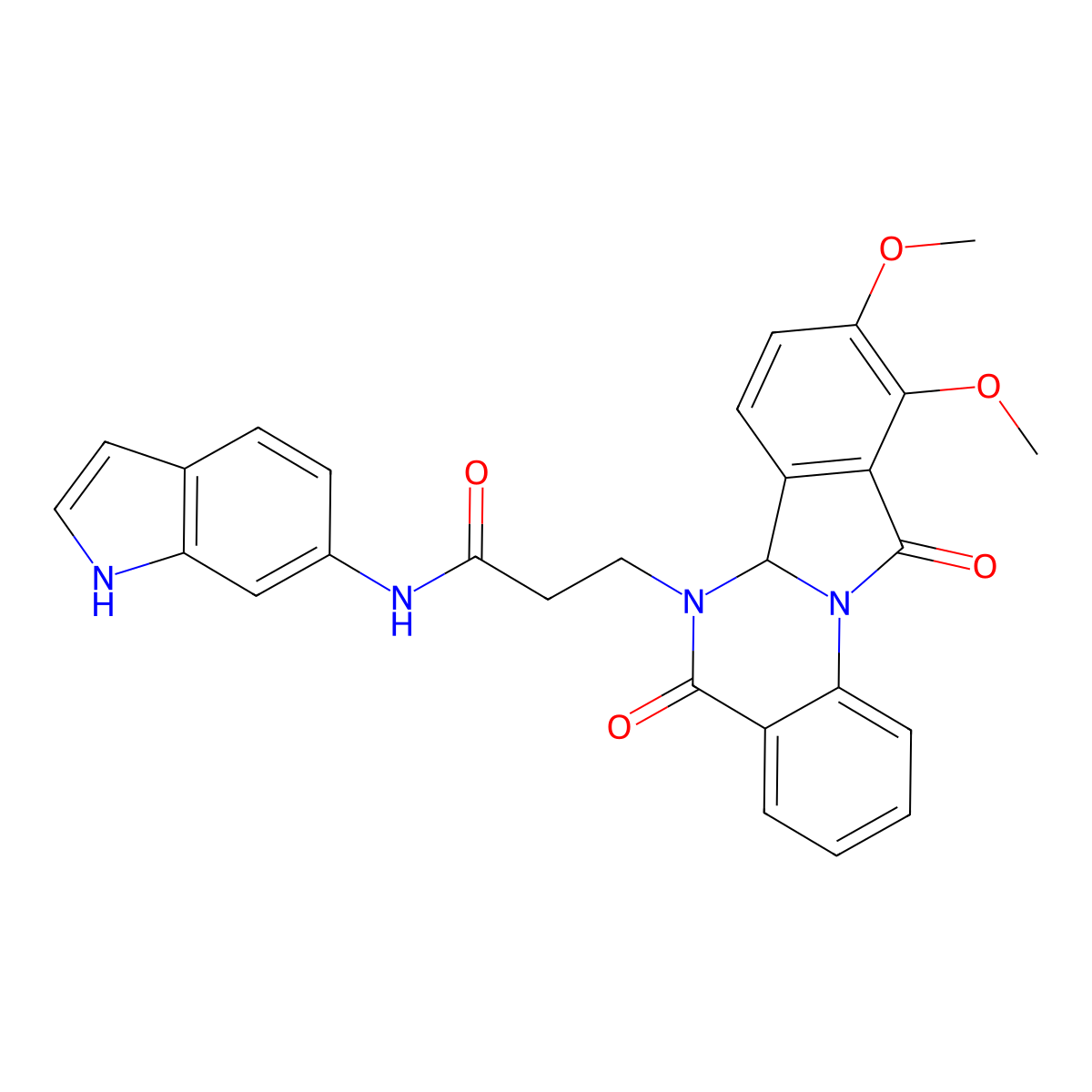 3-(9,10-dimethoxy-5,11-dioxo-6a,11-dihydroisoindolo[2,1-a]quinazolin-6(5H)-yl)-N-(1H-indol-6-yl)propanamide molecular structure, CAS 1630848-27-9