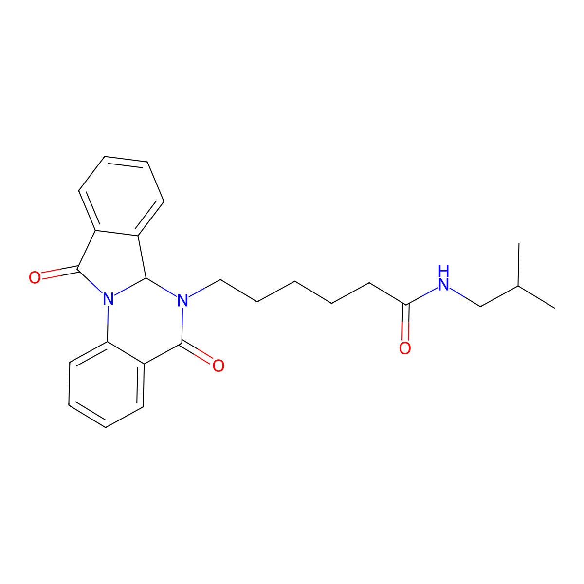 6-(5,11-dioxo-6a,11-dihydroisoindolo[2,1-a]quinazolin-6(5H)-yl)-N-(2-methylpropyl)hexanamide molecular structure, CAS 1630848-31-5