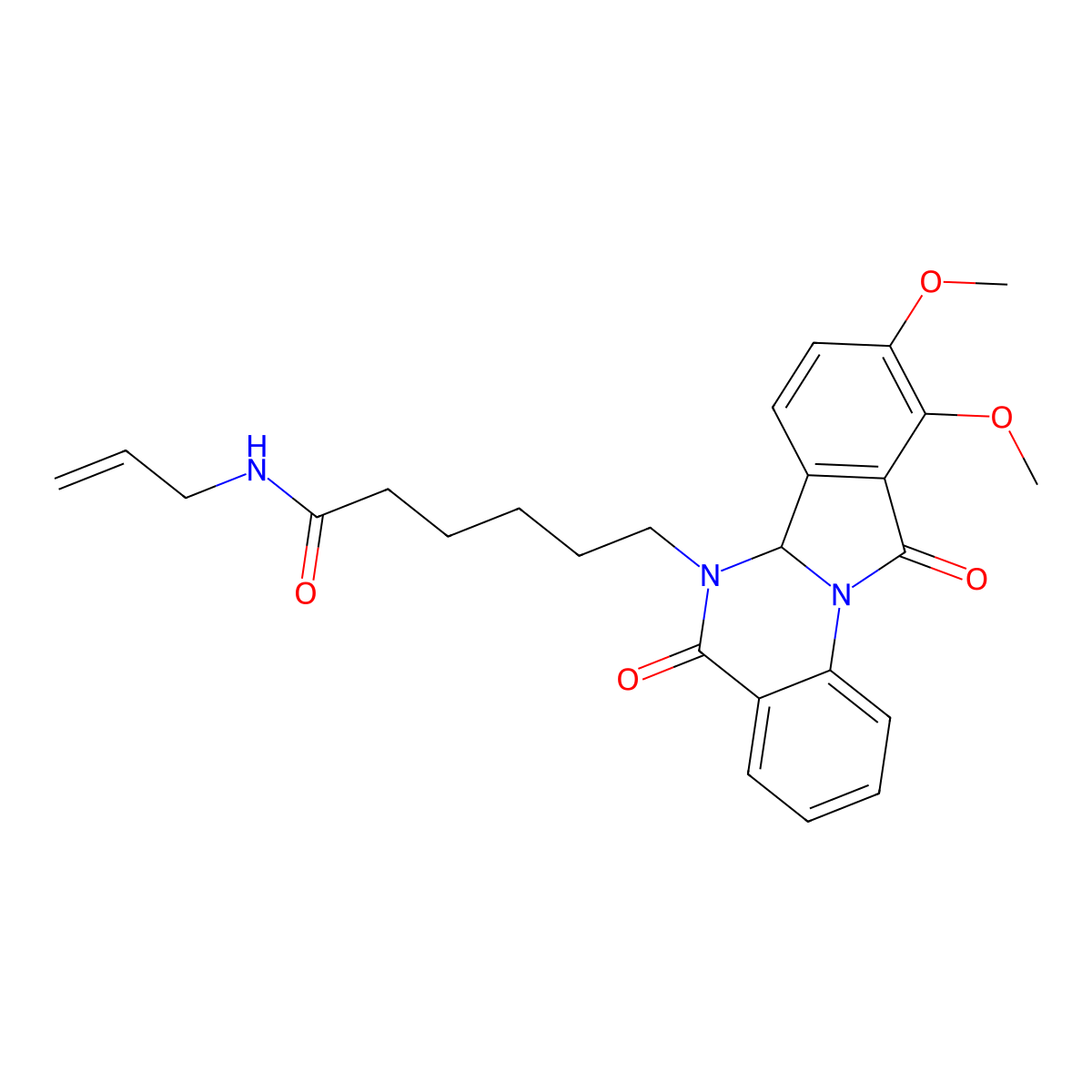 6-(9,10-dimethoxy-5,11-dioxo-6a,11-dihydroisoindolo[2,1-a]quinazolin-6(5H)-yl)-N-(prop-2-en-1-yl)hexanamide molecular structure, CAS 1630848-42-8