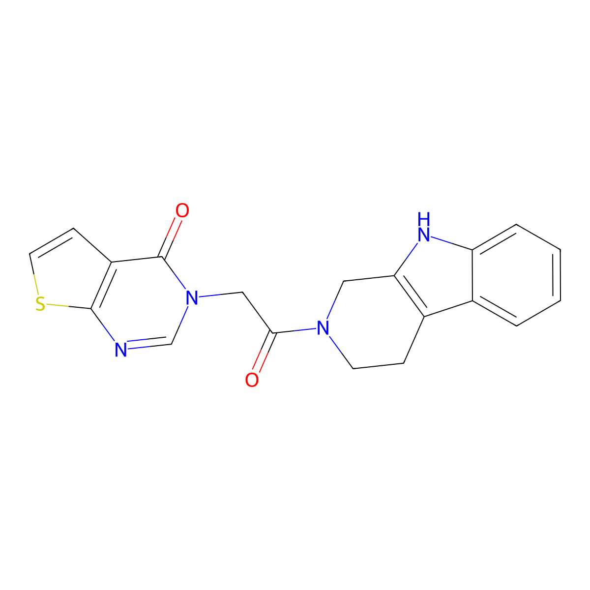 3-[2-oxo-2-(1,3,4,9-tetrahydro-2H-beta-carbolin-2-yl)ethyl]thieno[2,3-d]pyrimidin-4(3H)-one molecular structure, CAS 1630848-52-0