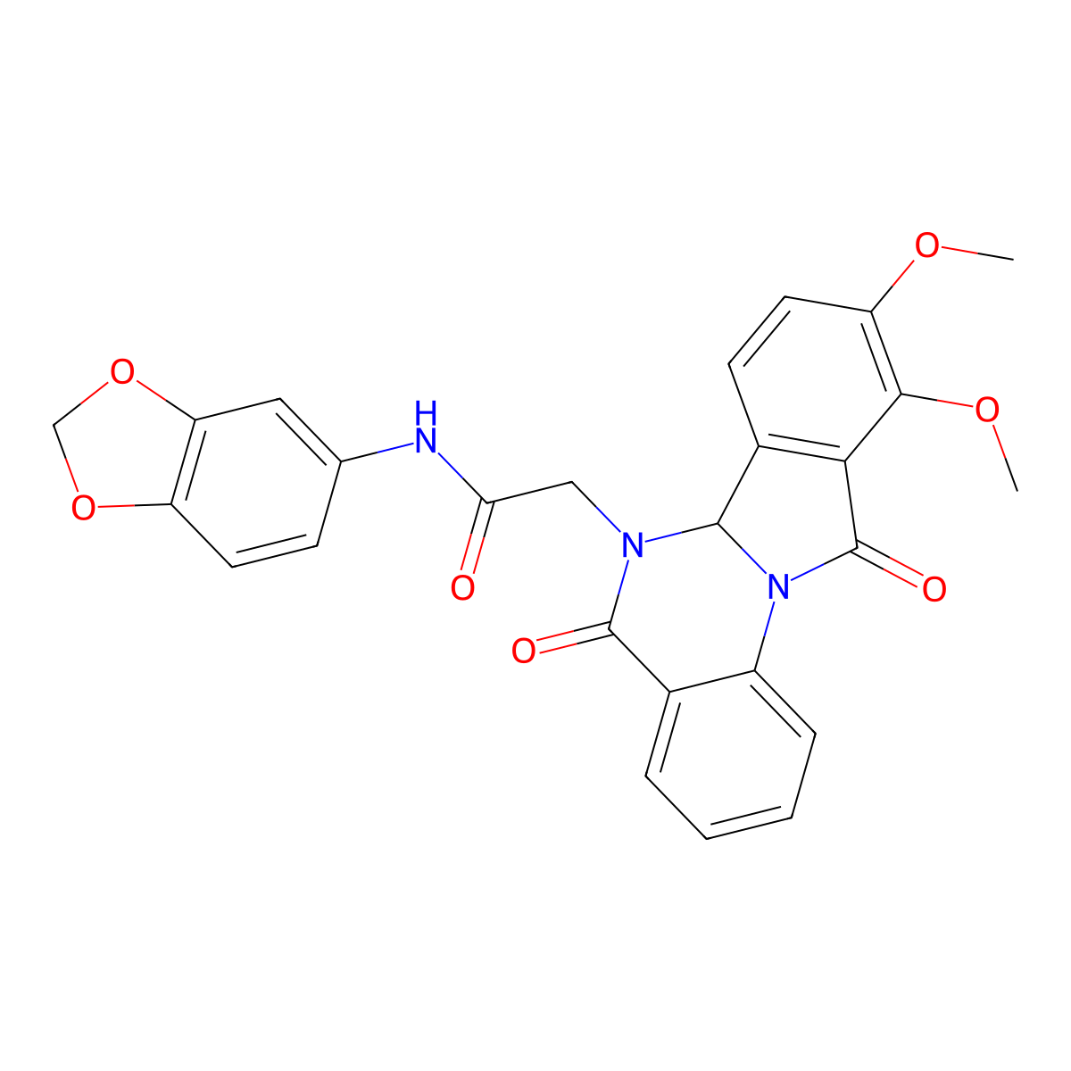 N-(1,3-benzodioxol-5-yl)-2-(9,10-dimethoxy-5,11-dioxo-6a,11-dihydroisoindolo[2,1-a]quinazolin-6(5H)-yl)acetamide molecular structure, CAS 1630848-69-9